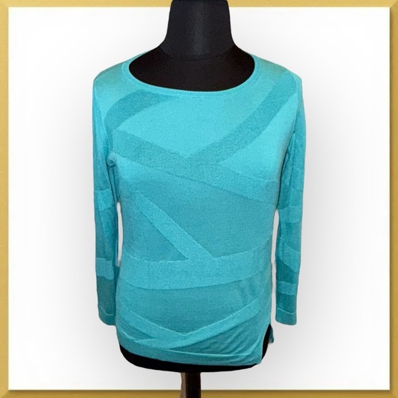 LAFAYETTE 148 NEW YORK Asymmetrical Sweater - Teal Large - Picture 1 of 12